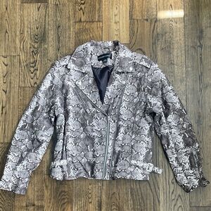 Colleen Lopez Gray Snake Print Leather Jacket